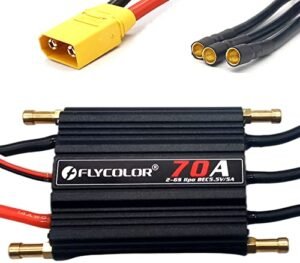 FLYCOLOR 70A Waterproof Brushless ESC Electronic Speed Controller for Pirate Ship RC Boat with 5.5V 5A BEC and XT60 Connector