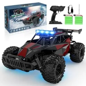 BLUEJAY 2.4GHz High Speed 33KMH RC Monster Truck Battery Powered Off Road Toy Car with LED Headlights for Adults and Kids