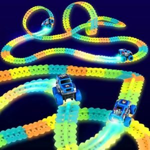 Speedy Wheels Best RC Car Race Ever Set with LED Lights and Magic Tracks for Kids Ages 3 4 5 6 7