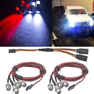 HIRCQOO 4LED RC Car Light Kit 2Red 2White 5mm LEDs Compatible with Kyosho Nitro RC Car and Other 1/8 1/10 1/12 Scale Models