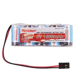 Tenergy New Bright RC 6V Battery 1600mAh NiMH Rechargeable RC Battery Pack with Hitec Connector for RC Vehicles