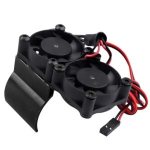 Snoop Motors RC Car 550 540 Size Motor Heat Sink Cooling Twin Fan with Thermal Sensor for HSP HPI Wltoys Himoto Tamiya Redcat Racing Black