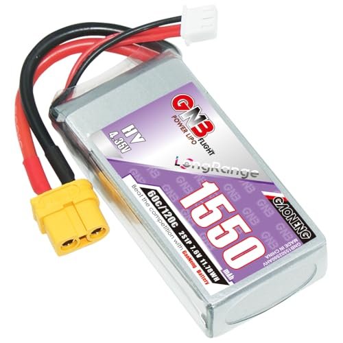 GAONENG GNB 2S LiPo Battery 1550mAh 7.6V HV 2S 60C with XT60 Plug for RC Sprint Jet Boat and Mini RC Vehicles