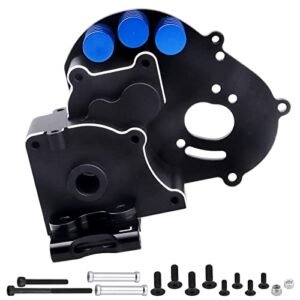 CrazyHobby Aluminum Transmission Case Gearbox with Motor Plate and Arm Mounts Compatible with 1/10 RC Tires and Wheels for Traxxas Slash 2WD Rustler Stampede Bandit