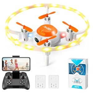 4DV5 Mini Drone with 720P Camera FPV Live Video LED Lights RCV RC Engines Quadcopter for Kids Beginners Boys Girls Toys Gifts Waypoints Altitude Hold Circle Fly 3D Flips 2 Battery Orange
