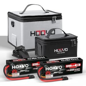 HOOVO 2S Lipo Battery 7.4V 70C 6200mAh Hard Case with Tracxas Plug and Fireproof Lipo Bag