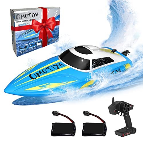 OMOTIYA Champion RC Boat for Kids and Adults 20mph Speed 4 Channel 2.4GHZ Remote Control with Rechargeable Batteries OMO 18 RB