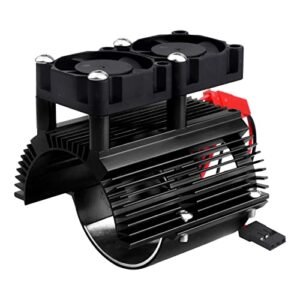 FriHobby Aluminum Motor Heat Sink with Twin Cooling Fan for RC Boats with Outboard Motors Compatible with 40 43mm Motors Black