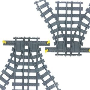 Power Rails RC Train Track Switch Accessories 2 Sets Building Block Flexible Rails Bricks Toys Compatible with Major Brands