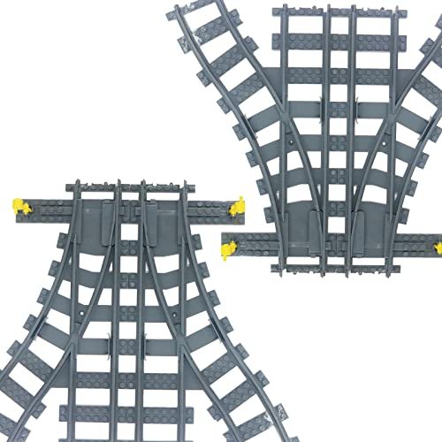 Power Rails RC Train Track Switch Accessories 2 Sets Building Block Flexible Rails Bricks Toys Compatible with Major Brands