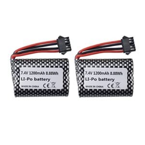 Sea Jump 2PCS 7.4V 1200mAh Lithium Battery for RC Boat Jump R208 R308 2008 R206 TX122 TX123 H106 V003 High Speed Remote Control Boat Accessories