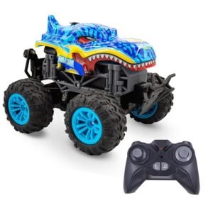 Family Smiles XXL RC Truck Blue Dinosaur Monster Remote Control Toy Vehicle for Boys Age 8 12