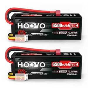 HOOVO 3S Lipo RC Car Battery 11.1V 6500mAh 120C Hard Case with Deans T Plug for RC Vehicles 2 Packs