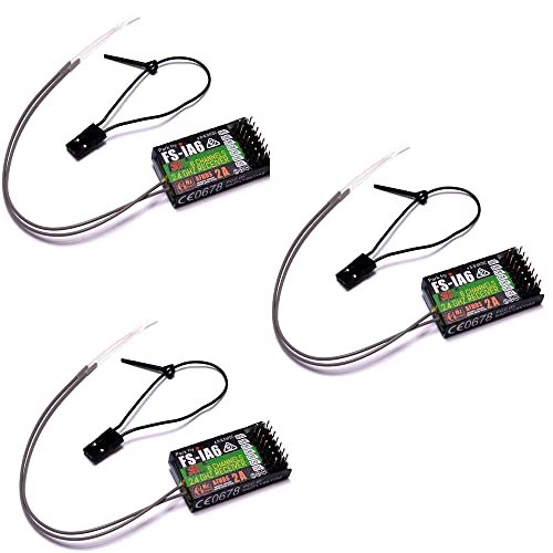 Flysky FS IA6 2.4GHz 6CH RC Receiver with iBus Port for FS 70 RC Parts Compatible with FS i4 i6 i10 GT2E GT2F GT2G Transmitters Pack of 3