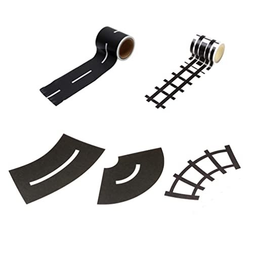 Toyvian Custom RC Car Decals DIY Track Sticker Rolls for Floors and Walls Including Straight Curve Tracks and Traffic Signs