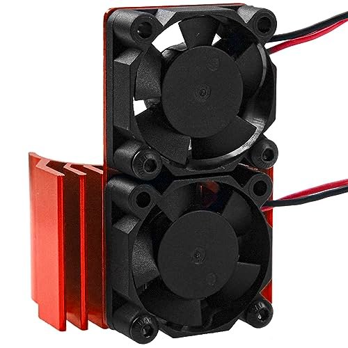 Vgoohobby RC Motor Heatsink with Dual Cooling Fan for 1/10 RC Truck Tires Compatible with Traxxas Tamiya Redcat HPI Wltoys HSP Losi