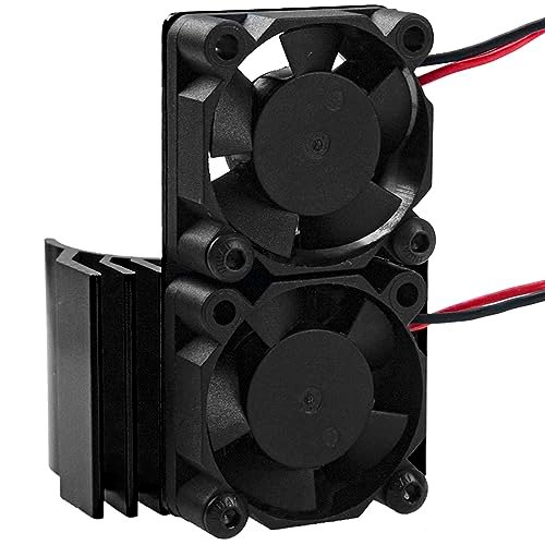 Vgoohobby RC Motor Heatsink with Dual Cooling Fans for 1/10 RC Truck Decals and 540 550 Size Motors Compatible with Traxxas Tamiya Redcat HPI Wltoys HSP Losi