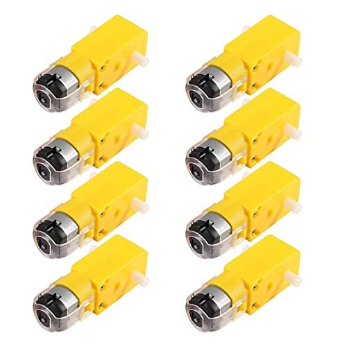 AEDIKO 8pcs TT Motor DC Electric Motor 3V to 6V Dual Shaft Geared Motor for RC Car Code Arduino Projects