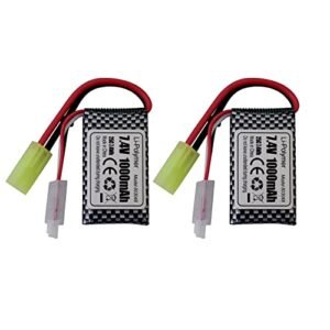 PUOO Accessory 2PCS 7.4V 1000mAh Odamiya Plug Lithium Battery for RC Cars Boats Drones