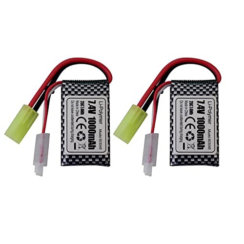 PUOO Accessory 2PCS 7.4V 1000mAh Odamiya Plug Lithium Battery for RC Cars Boats Drones