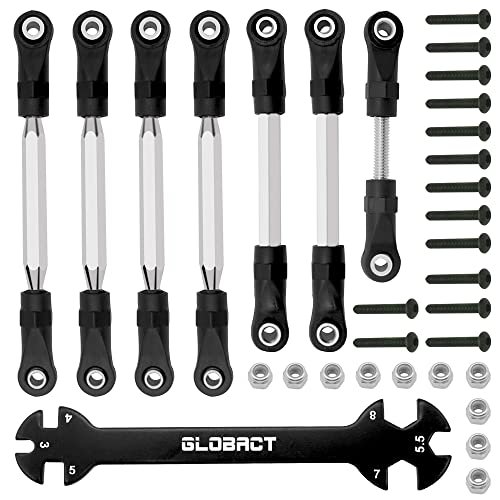 GLOBACT Adjustable Turnbuckles Camber Link with Rod Ends Sets and Wrench for RC 1/10 Slash 4X4 2WD Replace Parts 7 Pack Essential RC Scaler Parts
