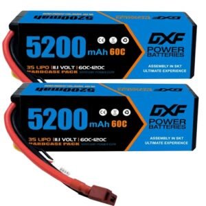 DXF 3S Lipo Battery 5200mAh 11.1V 60C RC Battery Hard Case with Deans Connector 2 Pack for RC Car Boat Truck Helicopter Airplane Racing Models