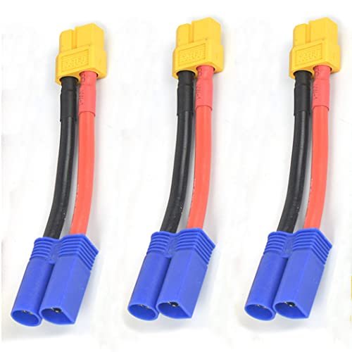 3 Pack EC5 Male to XT60 Female Connector Adapter with 5cm 12 AWG Wire for RC Models FPV Drones aka RC Tire Glue Essential