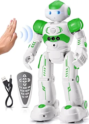 KingsDragon RC Robot Toy with Gesture Sensing Remote Control for Kids Ages 4 5 6 7 8 Robot RC Control Green