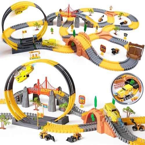 OR OR TU Toys Construction Train RC Car Set 342Pcs Race Track for Boys Girls Ages 3 4 5 6 7+ Years Old