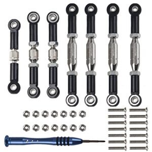 WLtoys 144001 1/14 RC Car Buggy Aluminum Turnbuckle Pull Rod Steering Linkages Arm Tie Rod Ends Servo Link Rod with Screwdriver for RC Car with Robotic Arm Upgrade