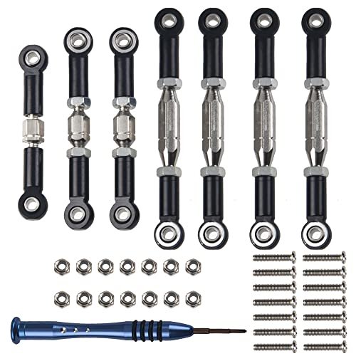WLtoys 144001 1/14 RC Car Buggy Aluminum Turnbuckle Pull Rod Steering Linkages Arm Tie Rod Ends Servo Link Rod with Screwdriver for RC Car with Robotic Arm Upgrade