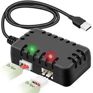 Crazepony 2 in 1 USB Balance Charger Cable 1A with XH 3P Connector Plug for 2S 7.4V LiPo Battery RC Rock Crawler Boat Car FPV Drone Quadcopter