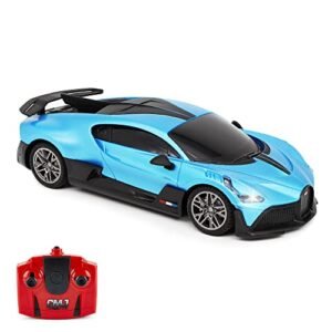 Radio Shack Customizable RC Cars Bugatti Divo Blue 1 24 Scale Remote Control Car with Working Lights 2 4Ghz