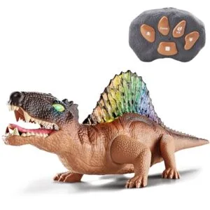 Fistone RC Robot Dinosaur STEAM Life Interactive Dimetrodon Toy with LED Lights Roaring Sound and Walking Function for Kids Ages 3 7