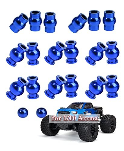 ARRCat Aluminum Suspension Link Pivot Ball Shock Pivot Ball Steering Link Pivot Ball for Big Gas RC Planes 1/10 Arrma Senton Granite Big Rock Vorteks Typhon 4X4 3S&550 22 PCS Upgrades Part Hops Up Replace AR330515 Blue
