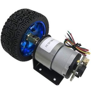 Jinxiaobei Lcuihua-dc Motor DC Encoder Gear Motor, High Torque High Speed in DC Motor Reversible Adjustable Speed, with Wheel Set, Speed(RPM) : 12v 110rpm