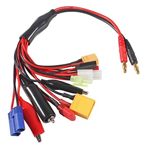 Diitao RC Lipo Battery Charger Adapter Multifunction Connector Splitter Wire 11 in 1 Octopus Convert Cable to 4.0mm Banana Plug for Hot Wheels Convert to RC TRX T-Plug Futaba Tamiya Mini XT60 EC3 JST