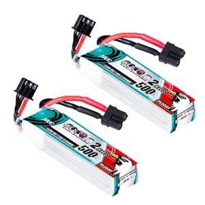 CODDAR 2 Packs 500mAh 2S 7.6V 100C HV LiPo Battery with XT30 Connector for H Frame and BETAFPV 2S Whoop RC Racing Drone FPV Quads Quadcoper