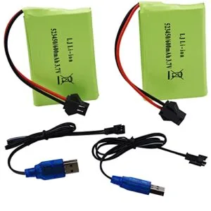 Blomiky 2 Pack 3.7V 600mAh Lithium Rechargeable Battery and USB Charger Cable Radio Shack RC Car Battery Pack and Charger