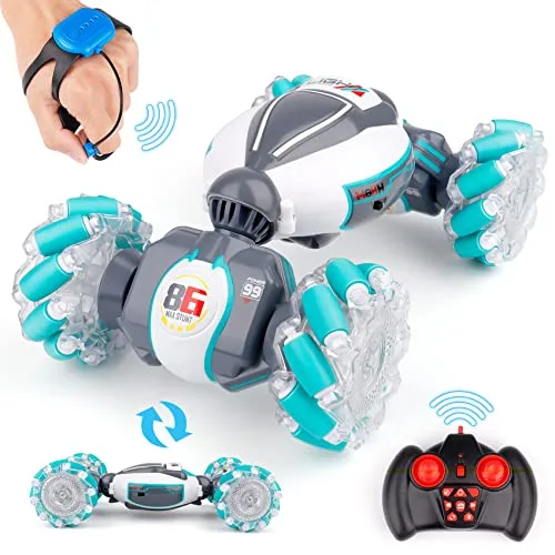 PREPOP Gesture Sensing RC Stunt Car Toys for 6-12 yr Boys&Girls - Best Birthday Gifts for Kids, 2.4Ghz Hand Controlled Remote Control Twist Cars, 4WD Transform Off Road for Rotating