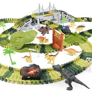 PREPOP RC Race Track Plans Deluxe Dinosaur World Set 220 pcs for Kids Age 3 4 5 6 7