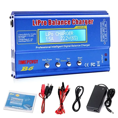 EMEPOVGY B6 80W 6A RC Battery Charger Discharger for LiPo Li ion NiMH NiCd Batteries
