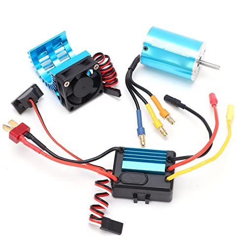 SPYMINNPOO Brushless Motor ESC Combo 2838 4500KV 4P Sensorless Motor 35A ESC Heat Sink Set for Mack RC Mixer Truck 1/14 1/16 1/18 Scale Models