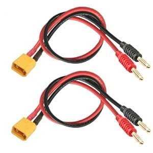 WOODGUILIN XT30 Connector Plug 4mm Banana Plugs Battery Charge Lead Adapter with 16AWG 30CM Cable for Propel RC Helicopter Battery 2 Pack