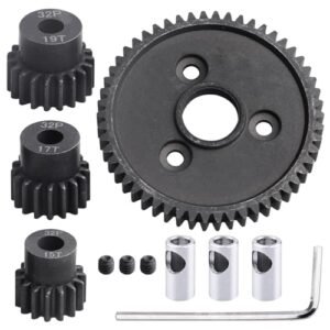 R Design RC Metal Steel 54T 32P Spur Gear with 15T 17T 19T Pinions Gear Set for Traxxas Slash 4x4 4WD 2WD VXL Rally Stampede 4x4 VXL Summit E REVO T Maxx Rustler 4X4 VXL