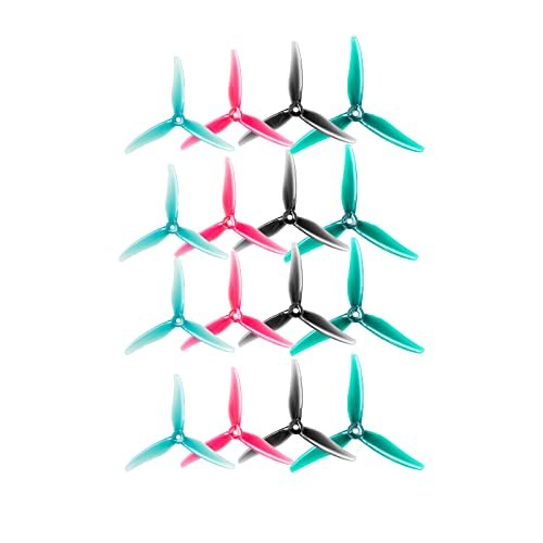 Gemfan 51466 V2 Hurricane MCK Tri Blade 5.1 Inch Propeller Pack of 16 for Tuning Brushless RC Motor Compatible with iFlight Nazgul Evoque DIY Quadcopter Drone