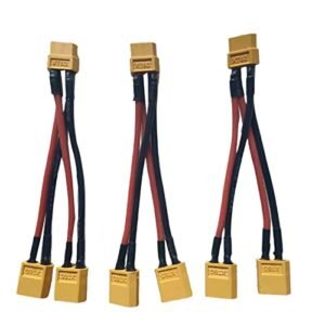 skrnrhrery XT60 Series Connector 3 Pack for T Series RC Helicopter with 14AWG Silicone Cord 1Female to 2 Male Parallel Connector