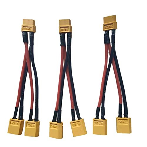 skrnrhrery XT60 Series Connector 3 Pack for T Series RC Helicopter with 14AWG Silicone Cord 1Female to 2 Male Parallel Connector