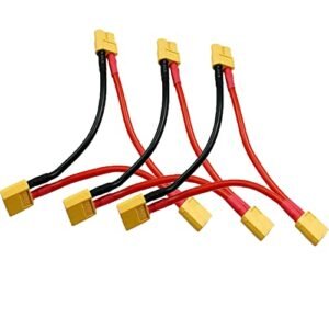 skrnrhrery XT60 Series Connector 3 Pack for RC Helicopter vs Quadcopter with 14awg Silicone Cord 1 Female to 2 Male