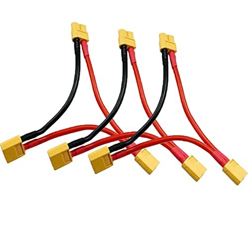 skrnrhrery XT60 Series Connector 3 Pack for RC Helicopter vs Quadcopter with 14awg Silicone Cord 1 Female to 2 Male